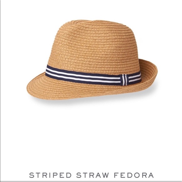 Janie and Jack Other - Striped straw fedora hat
